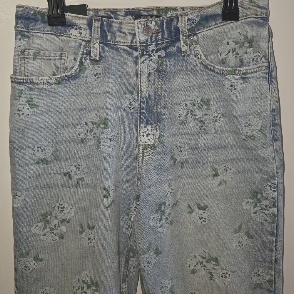 Wild Fable High Rise Floral Jeans - Light Blue